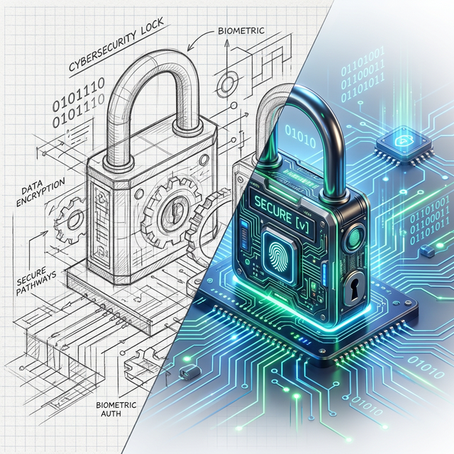 Cybersecurity Locks Sketch